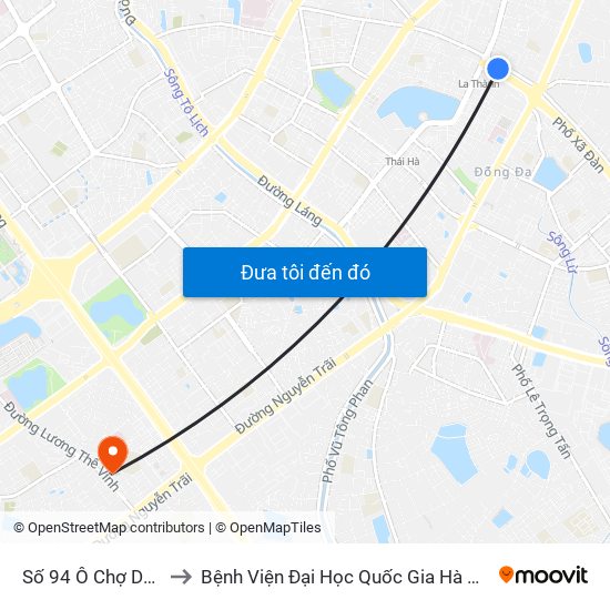 Số 94 Ô Chợ Dừa to Bệnh Viện Đại Học Quốc Gia Hà Nội map