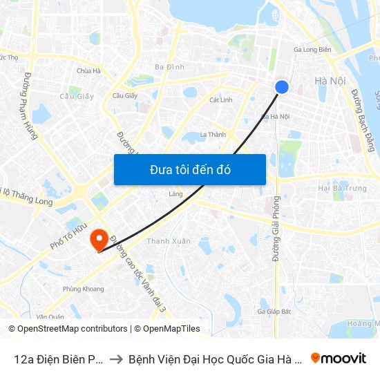 12a Điện Biên Phủ to Bệnh Viện Đại Học Quốc Gia Hà Nội map