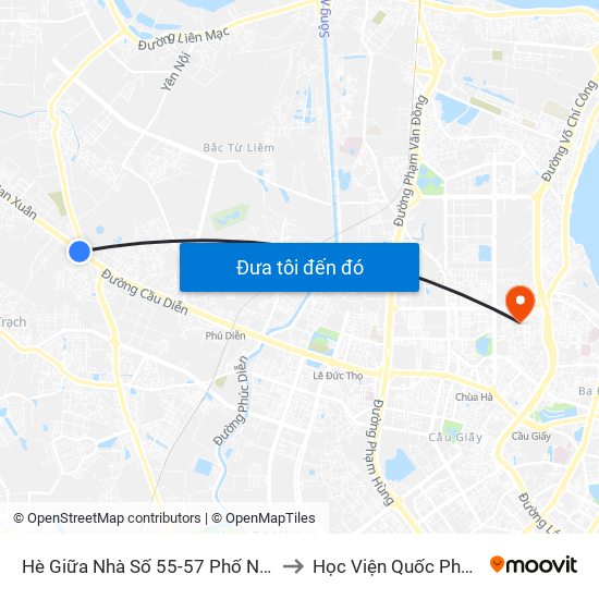 Hè Giữa Nhà Số 55-57 Phố Nhổn to Học Viện Quốc Phòng map