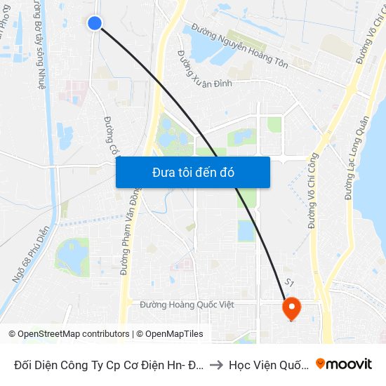 Đối Diện Công Ty Cp Cơ Điện Hn- Đường Đức Thắng to Học Viện Quốc Phòng map