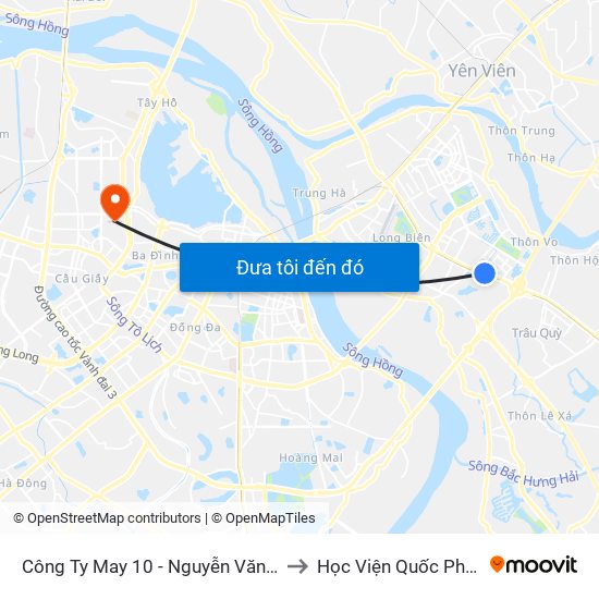 Công Ty May 10 - Nguyễn Văn Linh to Học Viện Quốc Phòng map