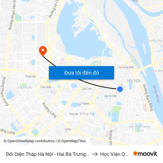 Đối Diện Tháp Hà Nội - Hai Bà Trưng (Cạnh 56 Hai Bà Trưng) to Học Viện Quốc Phòng map