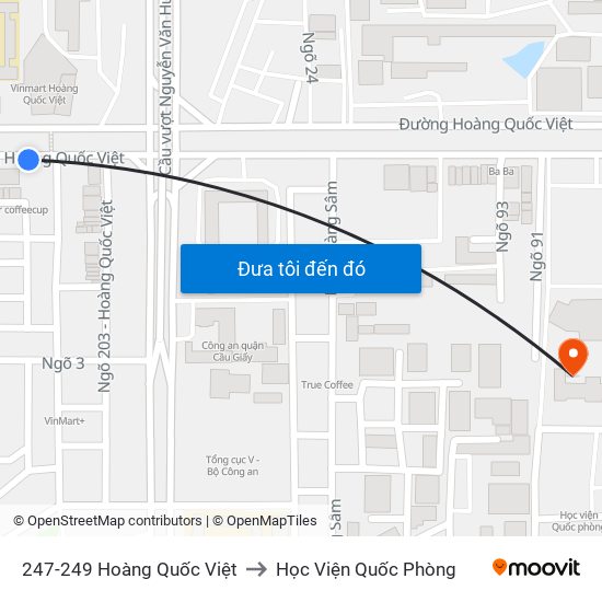 247-249 Hoàng Quốc Việt to Học Viện Quốc Phòng map