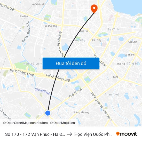 Số 170 - 172 Vạn Phúc - Hà Đông to Học Viện Quốc Phòng map