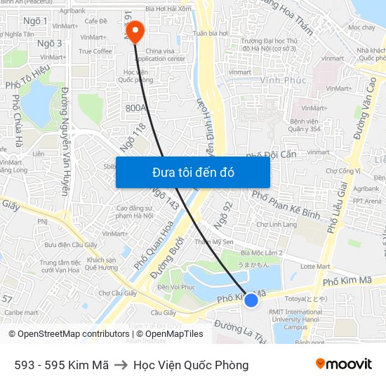 593 - 595 Kim Mã to Học Viện Quốc Phòng map