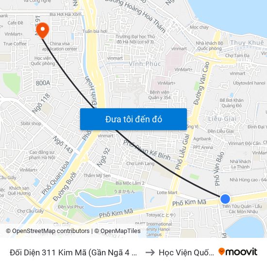 Đối Diện 311 Kim Mã (Gần Ngã 4 Kim Mã - Vạn Bảo) to Học Viện Quốc Phòng map
