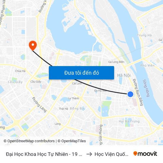 Đại Học Khoa Học Tự Nhiên - 19 Lê Thánh Tông to Học Viện Quốc Phòng map