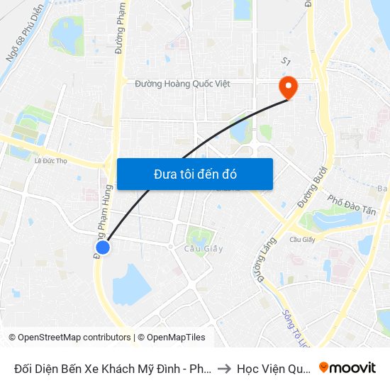 Đối Diện Bến Xe Khách Mỹ Đình - Phạm Hùng (Cột Trước) to Học Viện Quốc Phòng map