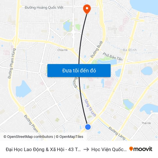 Đại Học Lao Động & Xã Hội - 43 Trần Duy Hưng to Học Viện Quốc Phòng map