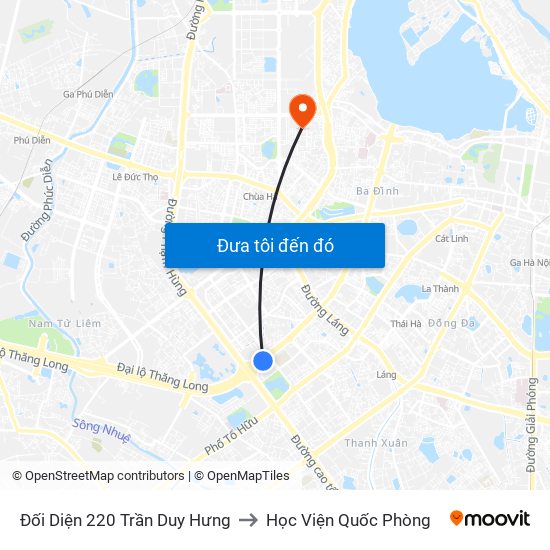 Đối Diện 220 Trần Duy Hưng to Học Viện Quốc Phòng map