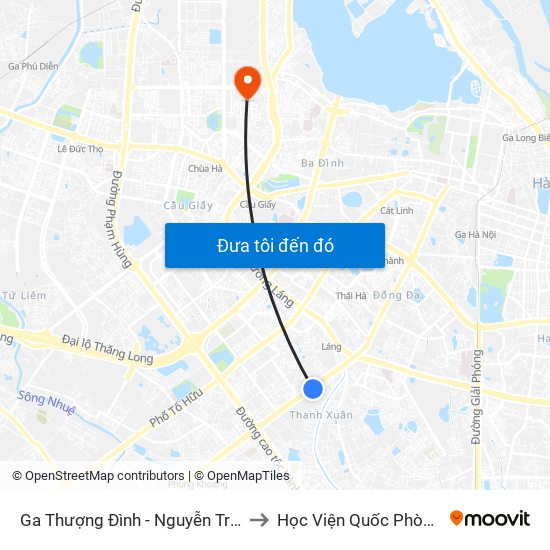 Ga Thượng Đình - Nguyễn Trãi to Học Viện Quốc Phòng map