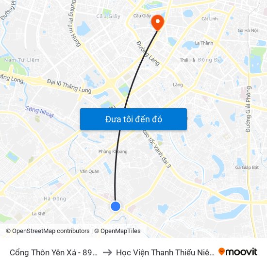 Cổng Thôn Yên Xá - 89 Cầu Bươu to Học Viện Thanh Thiếu Niên Việt Nam map