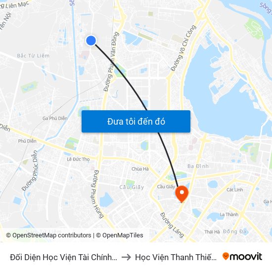 Đối Diện Học Viện Tài Chính - Đường Đức Thắng to Học Viện Thanh Thiếu Niên Việt Nam map