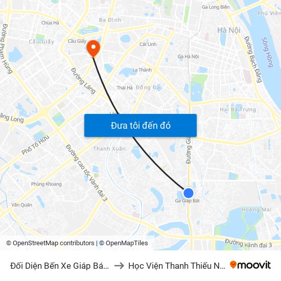 Đối Diện Bến Xe Giáp Bát - Giải Phóng to Học Viện Thanh Thiếu Niên Việt Nam map