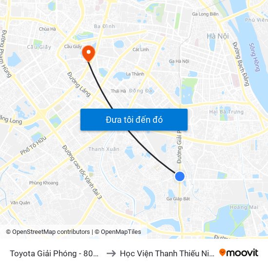 Toyota Giải Phóng - 807 Giải Phóng to Học Viện Thanh Thiếu Niên Việt Nam map