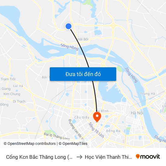 Cổng Kcn Bắc Thăng Long (Gần Cầu Vượt Bộ Hành) to Học Viện Thanh Thiếu Niên Việt Nam map