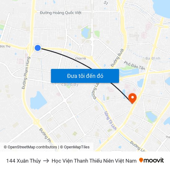 Gần Nhà Sách Sư Phạm (Đại Học Sư Phạm Hà Nội) - 136 Xuân Thủy to Học Viện Thanh Thiếu Niên Việt Nam map