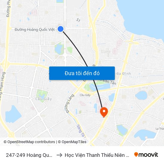 247-249 Hoàng Quốc Việt to Học Viện Thanh Thiếu Niên Việt Nam map