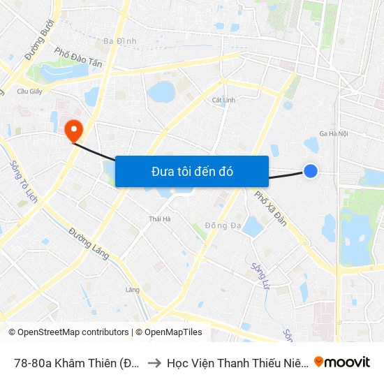 78-80a Khâm Thiên (Đối Diện 71) to Học Viện Thanh Thiếu Niên Việt Nam map