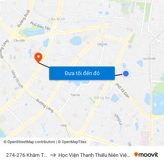 274-276 Khâm Thiên to Học Viện Thanh Thiếu Niên Việt Nam map