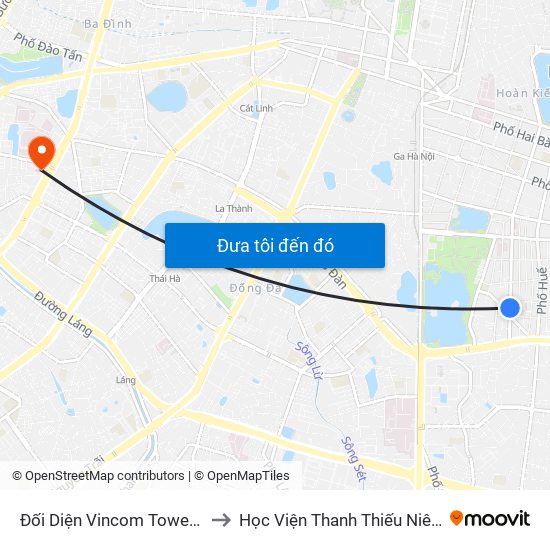 Đối Diện Vincom Tower - Bà Triệu to Học Viện Thanh Thiếu Niên Việt Nam map