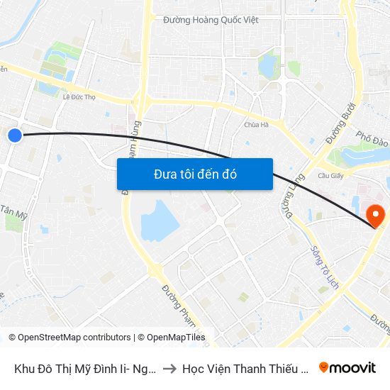 Khu Đô Thị Mỹ Đình Ii- Nguyễn Cơ Thạch to Học Viện Thanh Thiếu Niên Việt Nam map