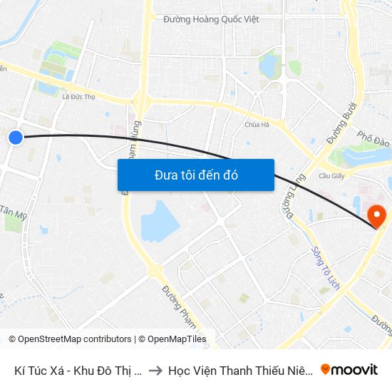 Kí Túc Xá - Khu Đô Thị Mỹ Đình II to Học Viện Thanh Thiếu Niên Việt Nam map