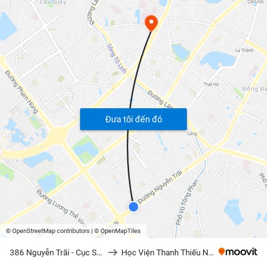 386 Nguyễn Trãi - Cục Sở Hữu Trí Tuệ to Học Viện Thanh Thiếu Niên Việt Nam map