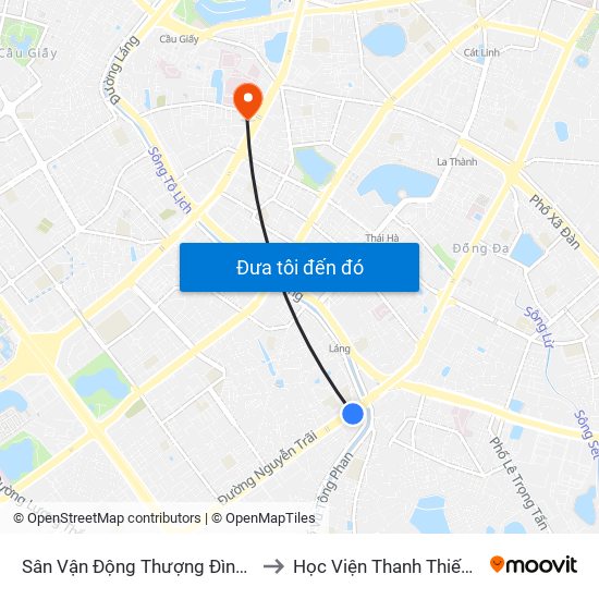 Sân Vận Động Thượng Đình - 129 Nguyễn Trãi to Học Viện Thanh Thiếu Niên Việt Nam map