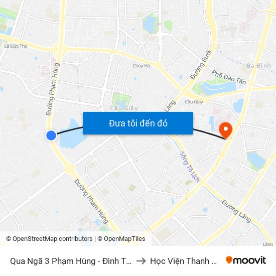 Qua Ngã 3 Phạm Hùng - Đình Thôn (Hướng Đi Phạm Văn Đồng) to Học Viện Thanh Thiếu Niên Việt Nam map