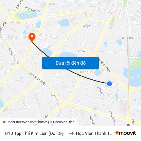 B10 Tập Thể Kim Liên (Đối Diện Ngõ 46b Phạm Ngọc Thạch) to Học Viện Thanh Thiếu Niên Việt Nam map