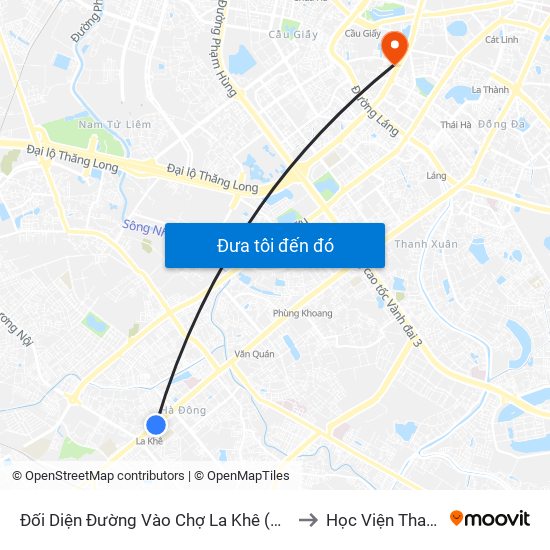 Đối Diện Đường Vào Chợ La Khê (Qua Ga Metro La Khê) - 405 Quang Trung (Hà Đông) to Học Viện Thanh Thiếu Niên Việt Nam map