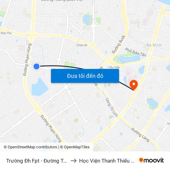 Trường Đh Fpt - Đường Tôn Thất Thuyết to Học Viện Thanh Thiếu Niên Việt Nam map