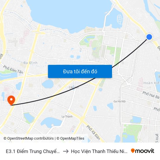 E3.1 Điểm Trung Chuyển Long Biên to Học Viện Thanh Thiếu Niên Việt Nam map