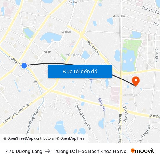 470 Đường Láng to Trường Đại Học Bách Khoa Hà Nội map