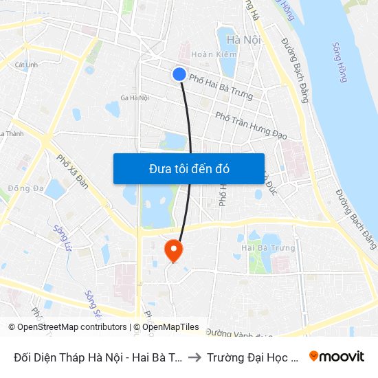 Đối Diện Tháp Hà Nội - Hai Bà Trưng (Cạnh 56 Hai Bà Trưng) to Trường Đại Học Bách Khoa Hà Nội map