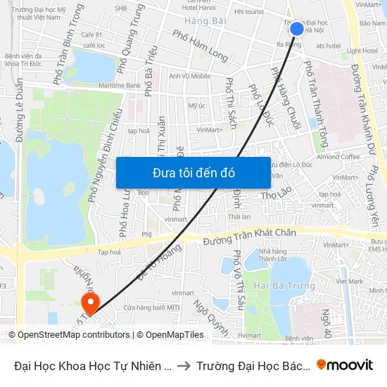 Đại Học Khoa Học Tự Nhiên - 19 Lê Thánh Tông to Trường Đại Học Bách Khoa Hà Nội map