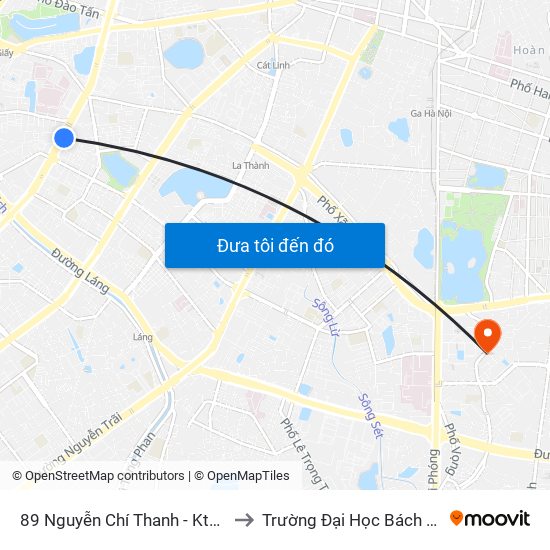 89 Nguyễn Chí Thanh - Ktx Đại Học Luật to Trường Đại Học Bách Khoa Hà Nội map