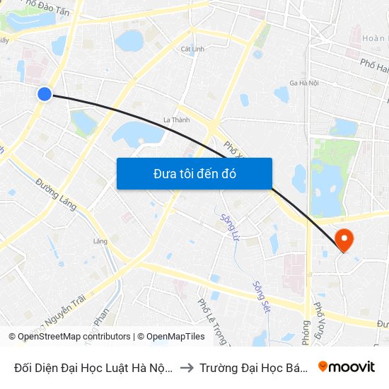 Đối Diện Đại Học Luật Hà Nội - Nguyễn Chí Thanh to Trường Đại Học Bách Khoa Hà Nội map