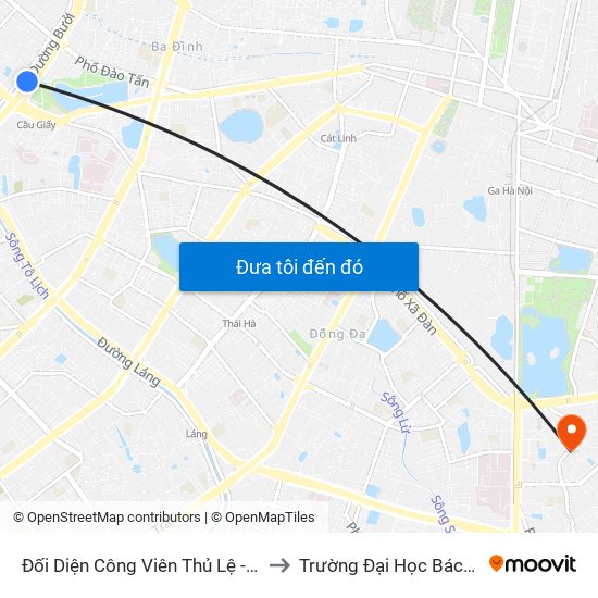 Đối Diện Công Viên Thủ Lệ - Đường Bưởi Dưới to Trường Đại Học Bách Khoa Hà Nội map