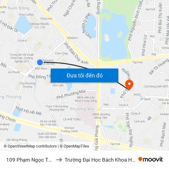 109 Phạm Ngọc Thạch to Trường Đại Học Bách Khoa Hà Nội map