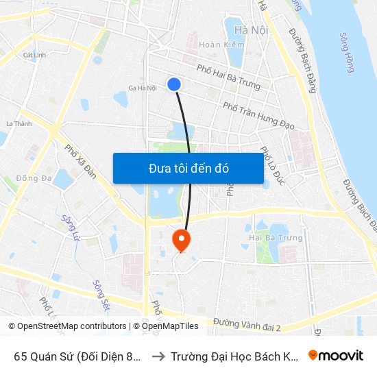 65 Quán Sứ (Đối Diện 80 Quán Sứ) to Trường Đại Học Bách Khoa Hà Nội map