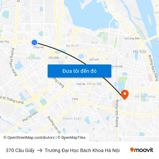 370 Cầu Giấy to Trường Đại Học Bách Khoa Hà Nội map