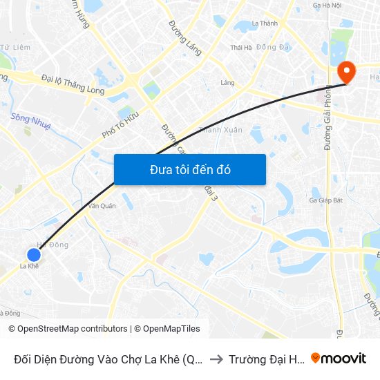 Đối Diện Đường Vào Chợ La Khê (Qua Ga Metro La Khê) - 405 Quang Trung (Hà Đông) to Trường Đại Học Bách Khoa Hà Nội map