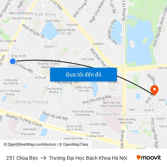 251 Chùa Bộc to Trường Đại Học Bách Khoa Hà Nội map