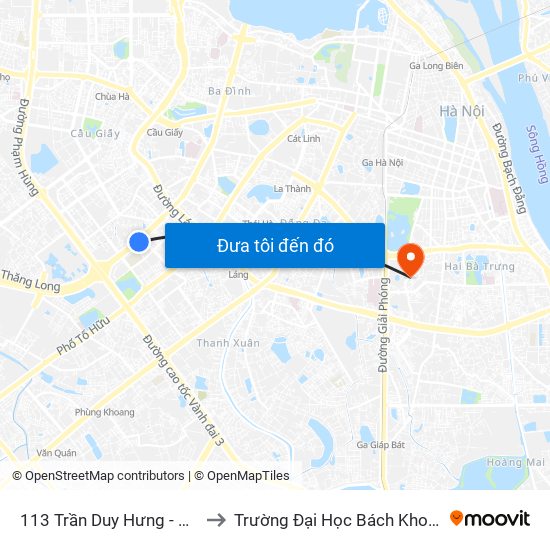 113 Trần Duy Hưng - Bộ Khcn to Trường Đại Học Bách Khoa Hà Nội map