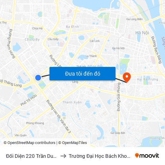 Đối Diện 220 Trần Duy Hưng to Trường Đại Học Bách Khoa Hà Nội map