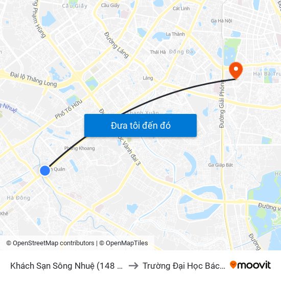 Khách Sạn Sông Nhuệ (148 Trần Phú- Hà Đông) to Trường Đại Học Bách Khoa Hà Nội map