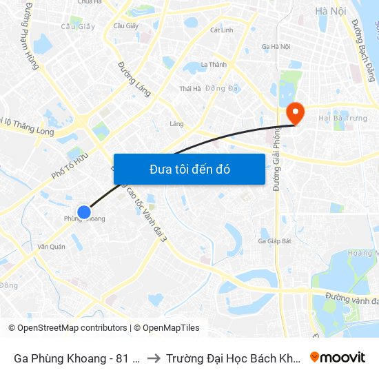 Ga Phùng Khoang - 81 Trần Phú to Trường Đại Học Bách Khoa Hà Nội map