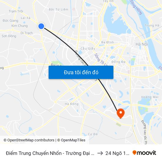 Điểm Trung Chuyển Nhổn - Trường Đại Học Công Nghiệp Hà Nội - Đường 32 to 24 Ngõ 168 Tựu Liệt map